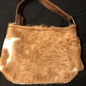 Brown Ivory Multi-Color Cowhide Fur Tote Bag